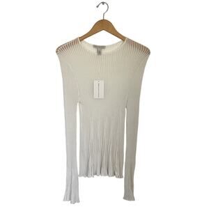 NWT Cotton by Autumn Cashmere Pleated Shadow Bell Sleeve Top Size Medium